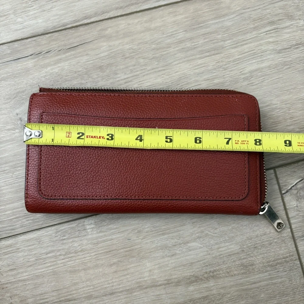 Kate‎ Spade Chestnut Brown Pebbled Leather Eva L Zip Continental Wallet Clutch